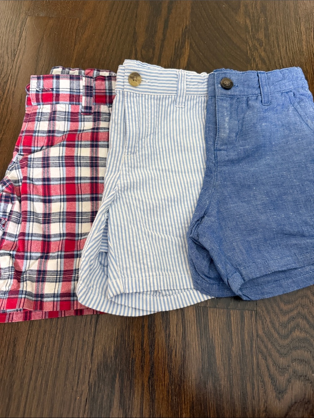 Janie and Jack 3T boy short bundle  seersucker, plaid and chambray linen